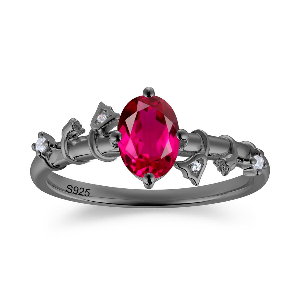 Oval Cut Amethyst Flower Engagement Ring - LUO Jewelry #gemstone_Ruby