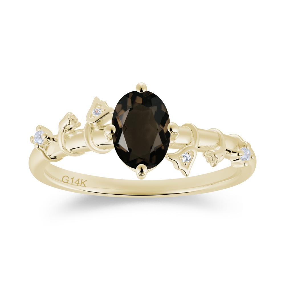 Oval Cut Amethyst Flower Engagement Ring - LUO Jewelry #gemstone_Smoky Quartz