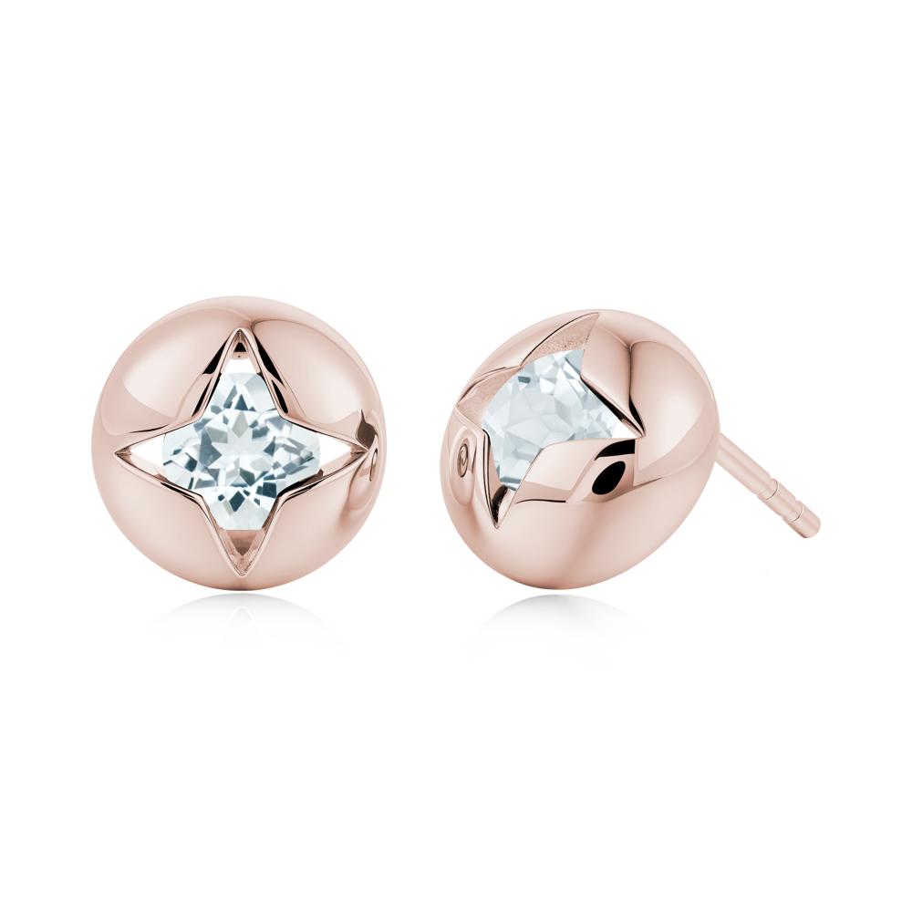 Petite London Blue Topaz Four Point Star Stud Earrings - LUO Jewelry #gemstone_Aquamarine