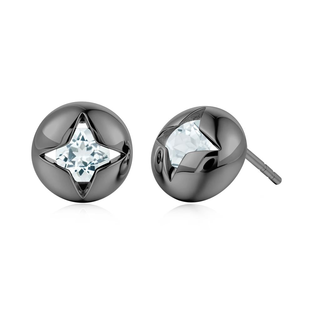 Petite London Blue Topaz Four Point Star Stud Earrings - LUO Jewelry #gemstone_Aquamarine