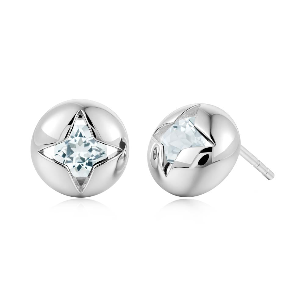 Petite London Blue Topaz Four Point Star Stud Earrings - LUO Jewelry #gemstone_Aquamarine