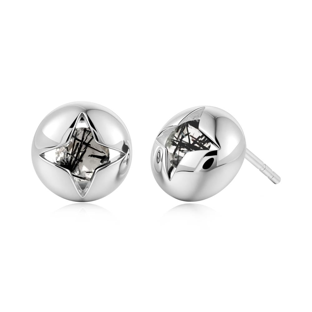 Petite London Blue Topaz Four Point Star Stud Earrings - LUO Jewelry #gemstone_Black Rutilated Quartz