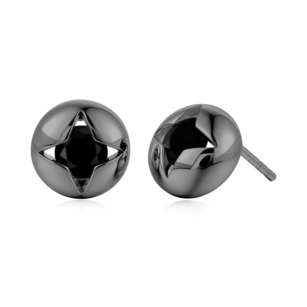Petite London Blue Topaz Four Point Star Stud Earrings - LUO Jewelry #gemstone_Black Spinel