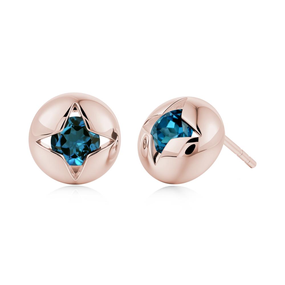 Petite London Blue Topaz Four Point Star Stud Earrings - LUO Jewelry #gemstone_London Blue Topaz