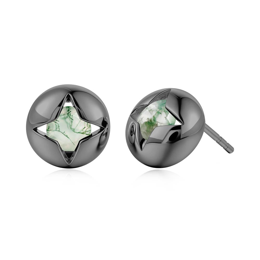Petite London Blue Topaz Four Point Star Stud Earrings - LUO Jewelry #gemstone_Moss Agate