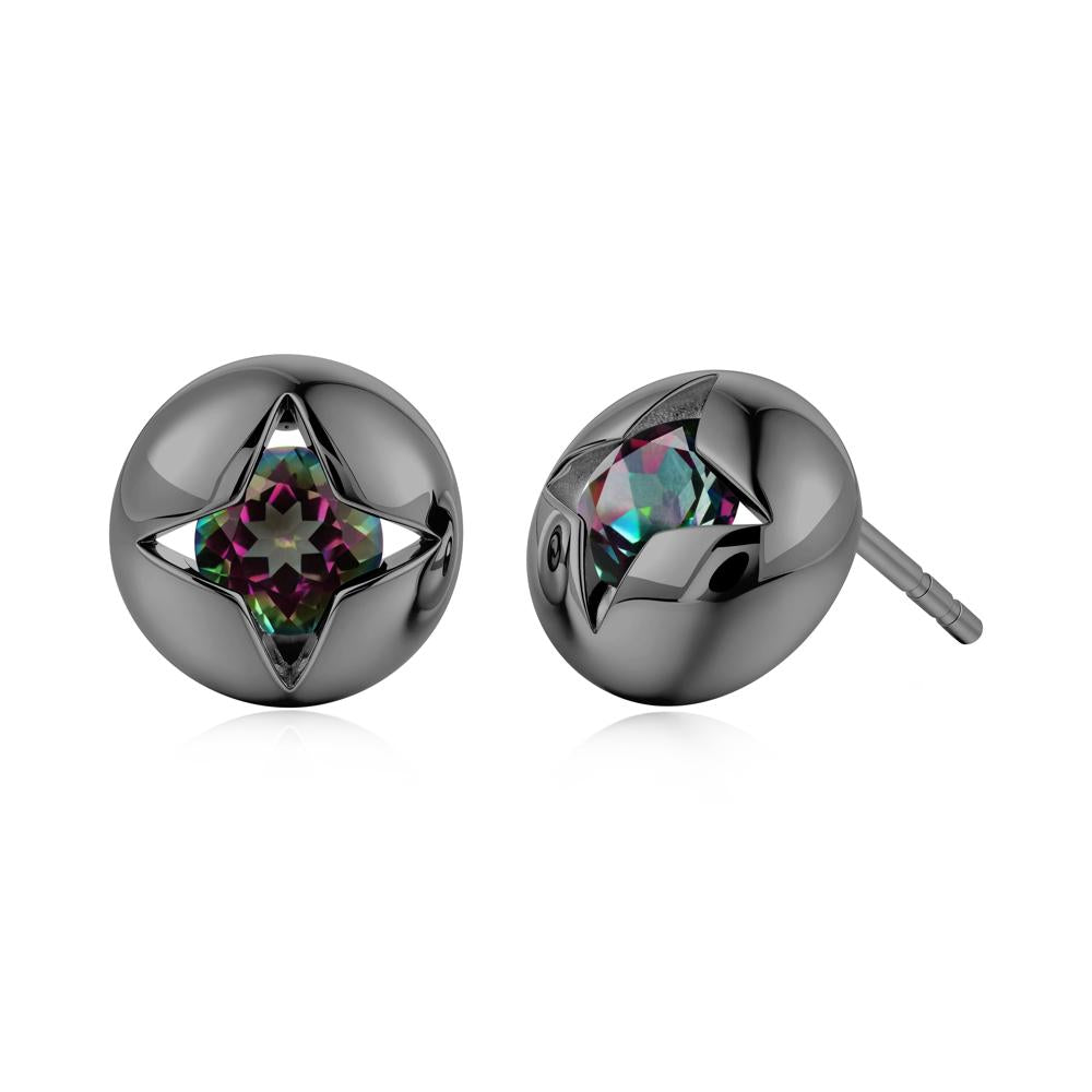 Petite London Blue Topaz Four Point Star Stud Earrings - LUO Jewelry #gemstone_Mystic Topaz