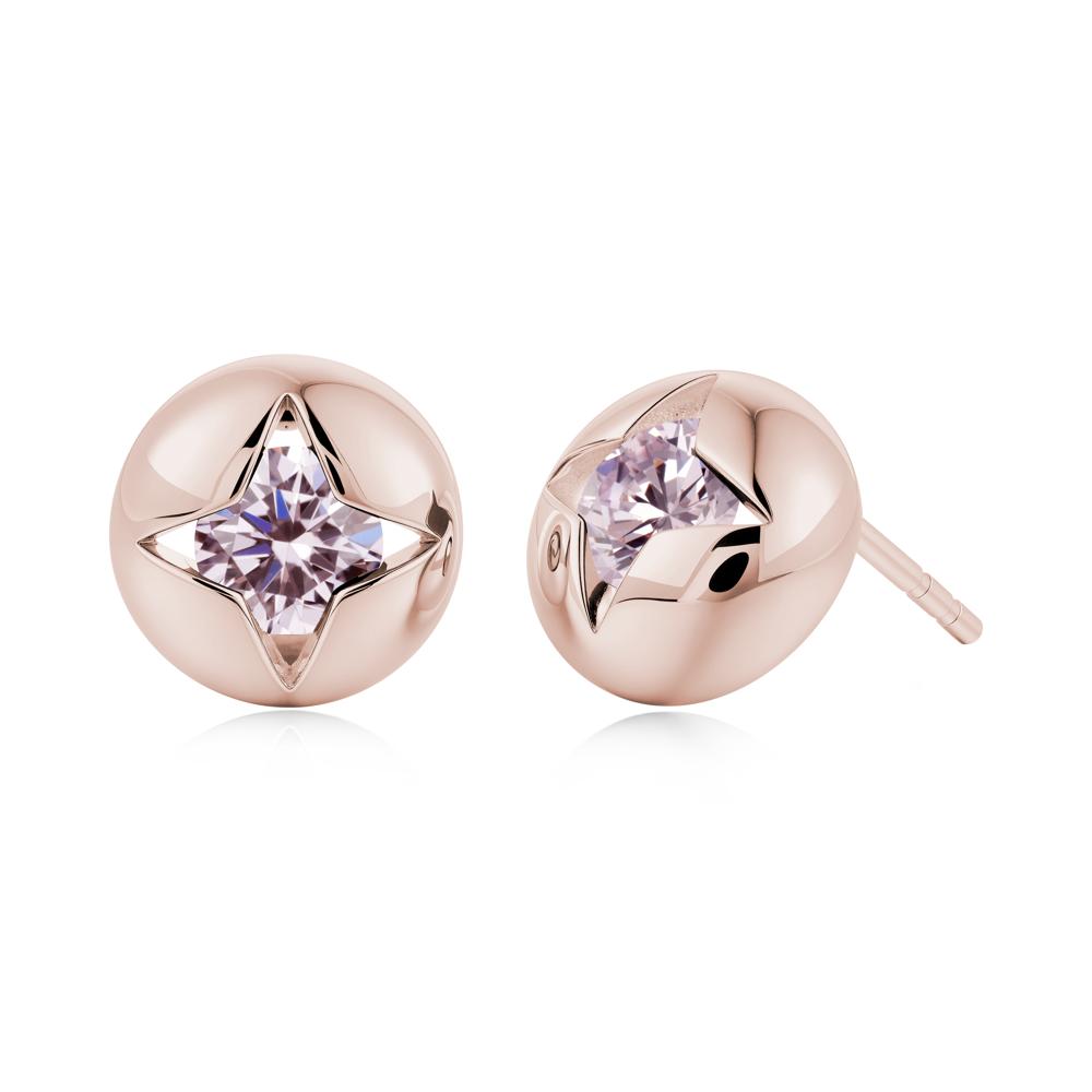 Petite London Blue Topaz Four Point Star Stud Earrings - LUO Jewelry #gemstone_Pink Cubic Zirconia