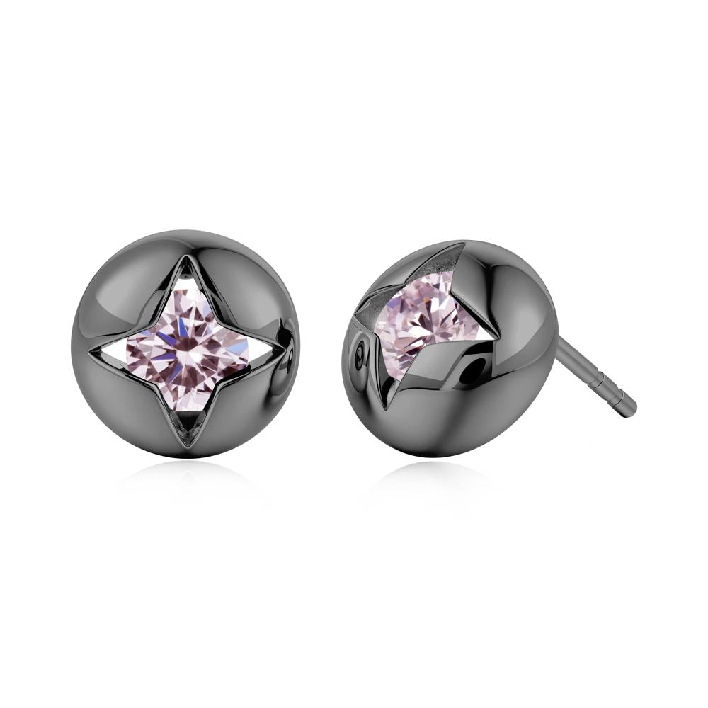Petite London Blue Topaz Four Point Star Stud Earrings - LUO Jewelry #gemstone_Pink Cubic Zirconia