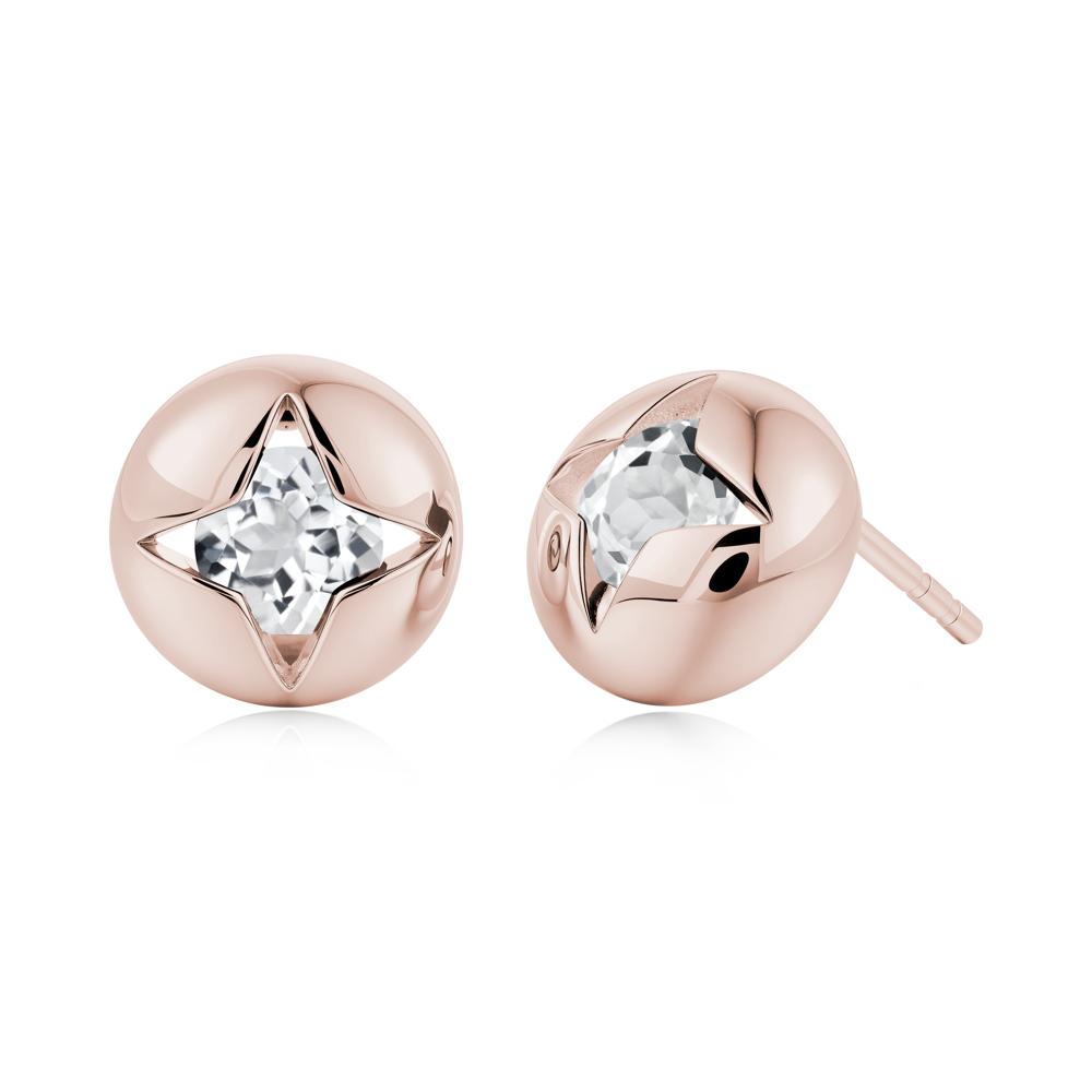 Petite London Blue Topaz Four Point Star Stud Earrings - LUO Jewelry #gemstone_White Topaz