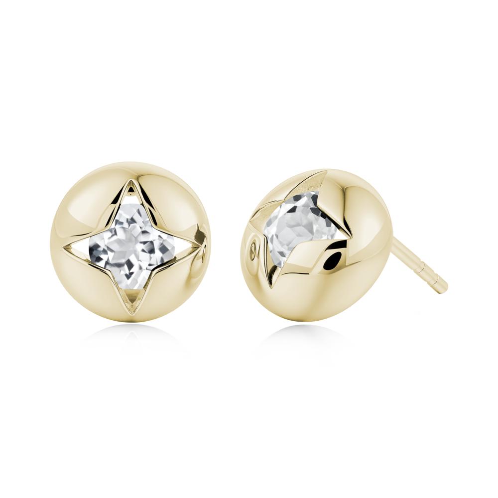 Petite London Blue Topaz Four Point Star Stud Earrings - LUO Jewelry #gemstone_White Topaz
