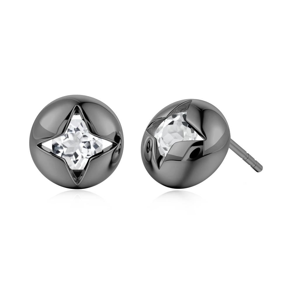 Petite London Blue Topaz Four Point Star Stud Earrings - LUO Jewelry #gemstone_White Topaz