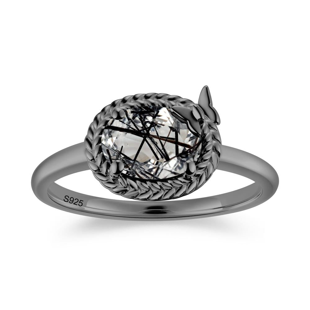 Oval Cut Amethyst Butterfly Promise Ring - LUO Jewelry #gemstone_Black Rutilated Quartz
