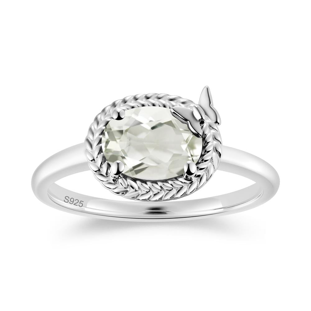 Oval Cut Amethyst Butterfly Promise Ring - LUO Jewelry #gemstone_Green Amethyst