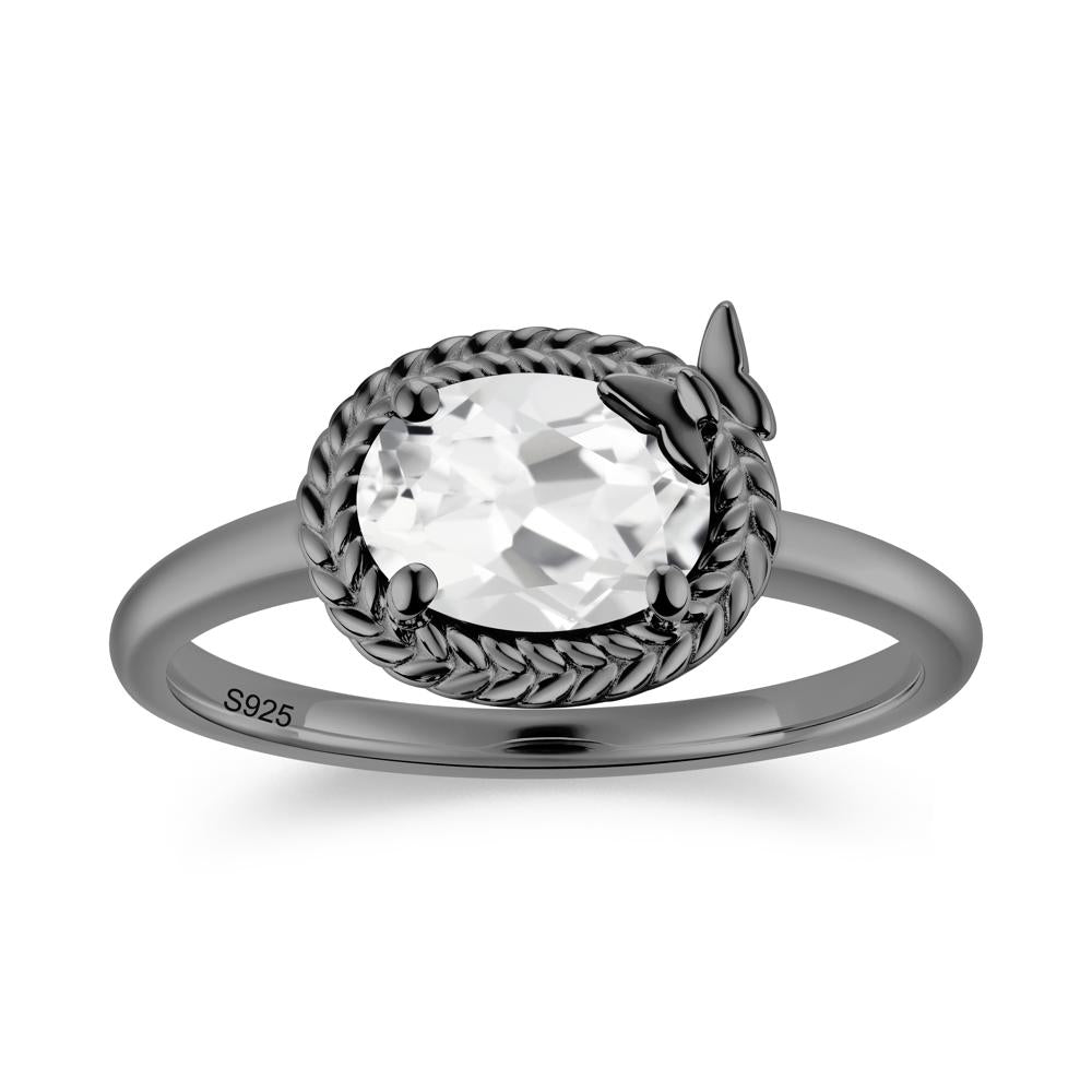 Oval Cut Amethyst Butterfly Promise Ring - LUO Jewelry #gemstone_White Topaz