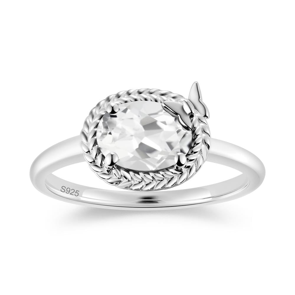 Oval Cut Amethyst Butterfly Promise Ring - LUO Jewelry #gemstone_White Topaz