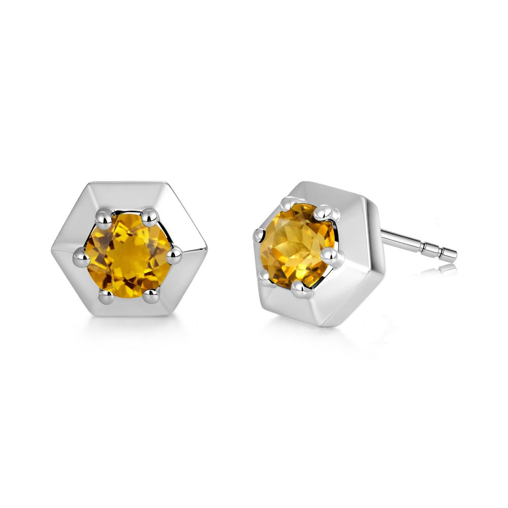 Minimalist Solitaire Round Alexandrite Stud Earrings - LUO Jewelry #gemstone_Citrine