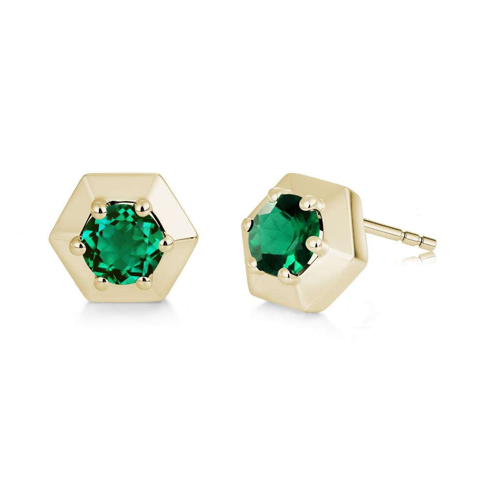 Minimalist Solitaire Round Alexandrite Stud Earrings - LUO Jewelry #gemstone_Emerald