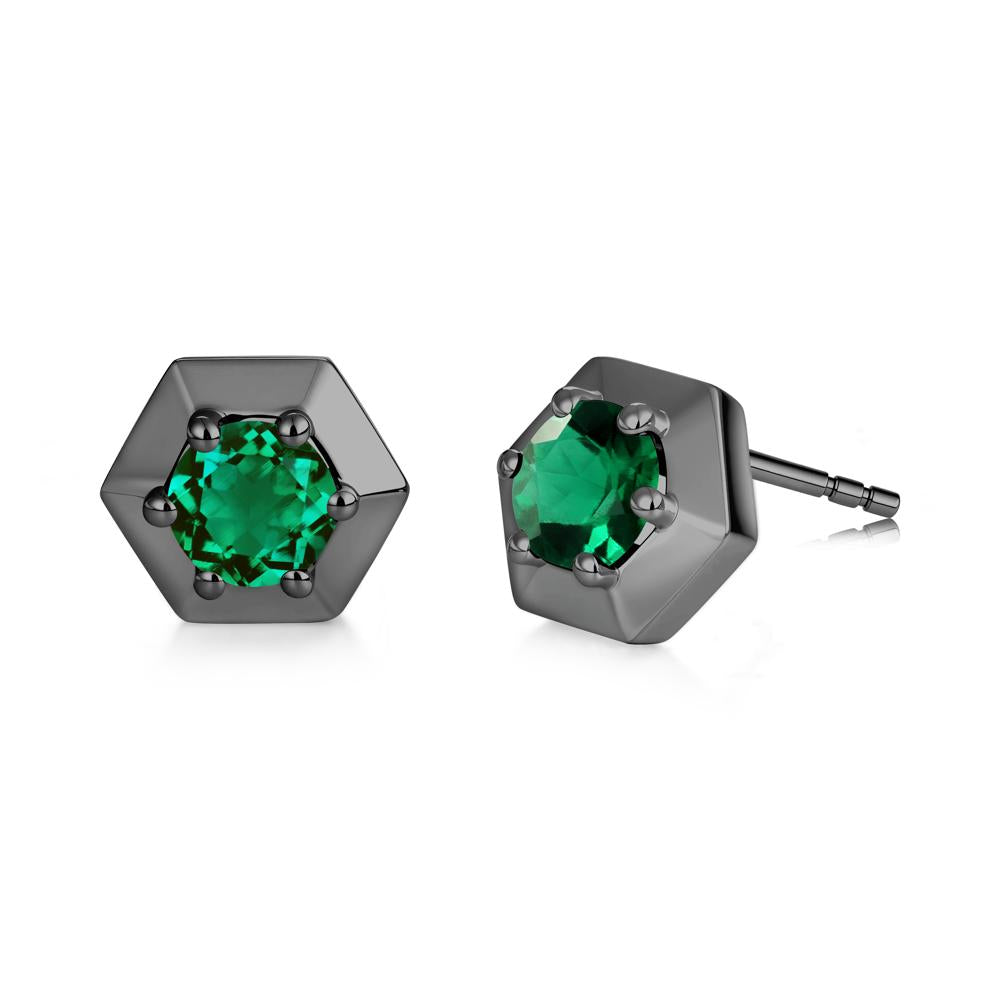 Minimalist Solitaire Round Alexandrite Stud Earrings - LUO Jewelry #gemstone_Emerald