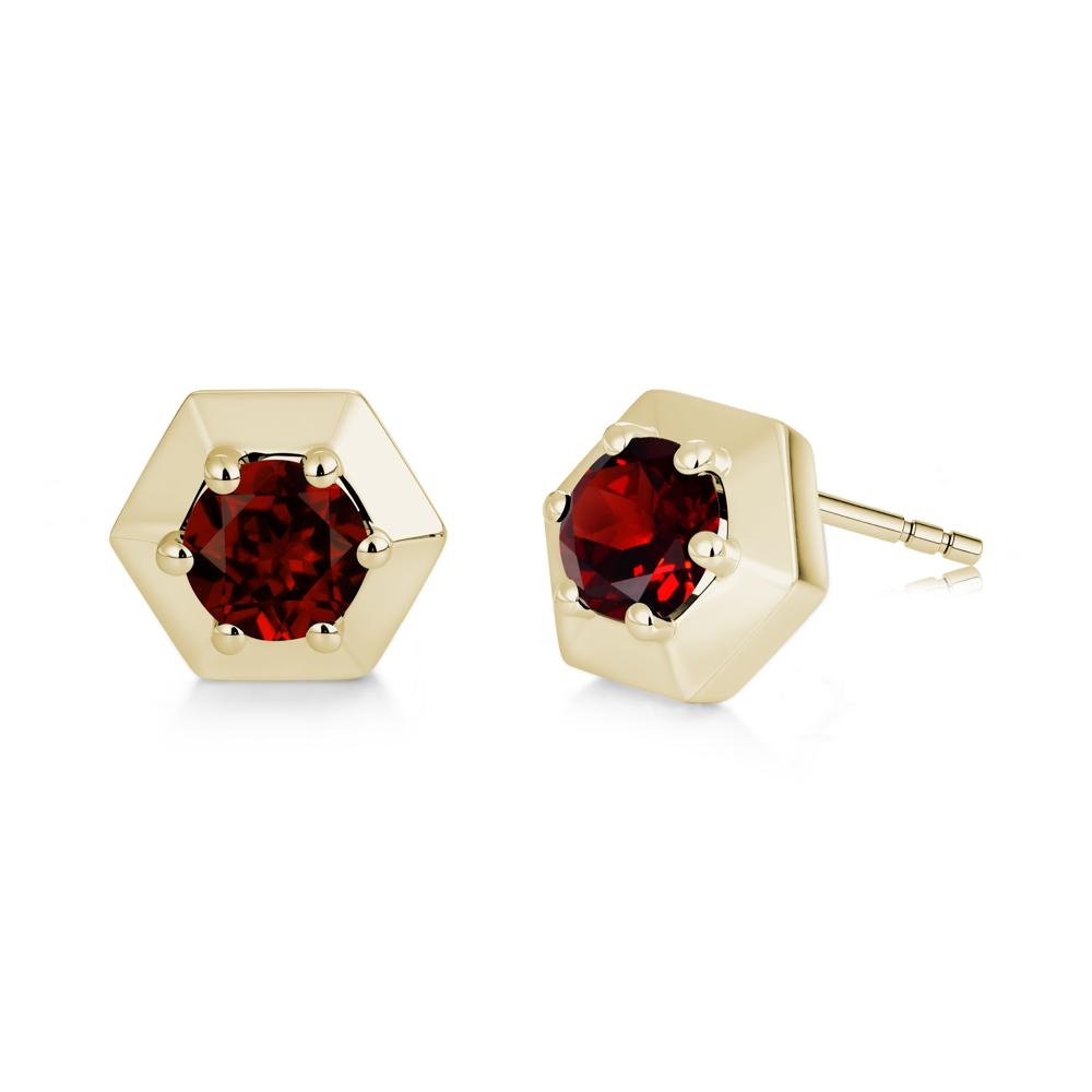 Minimalist Solitaire Round Alexandrite Stud Earrings - LUO Jewelry #gemstone_Garnet