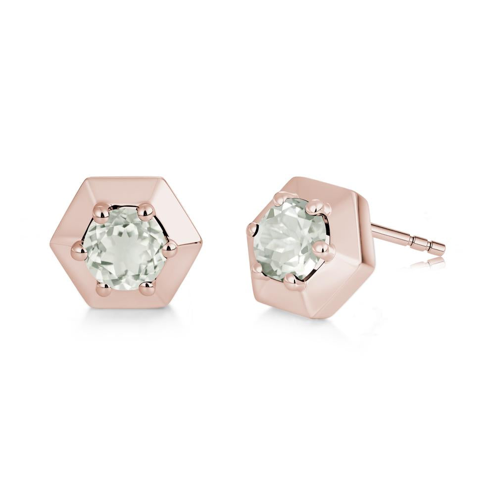 Minimalist Solitaire Round Alexandrite Stud Earrings - LUO Jewelry #gemstone_Green Amethyst