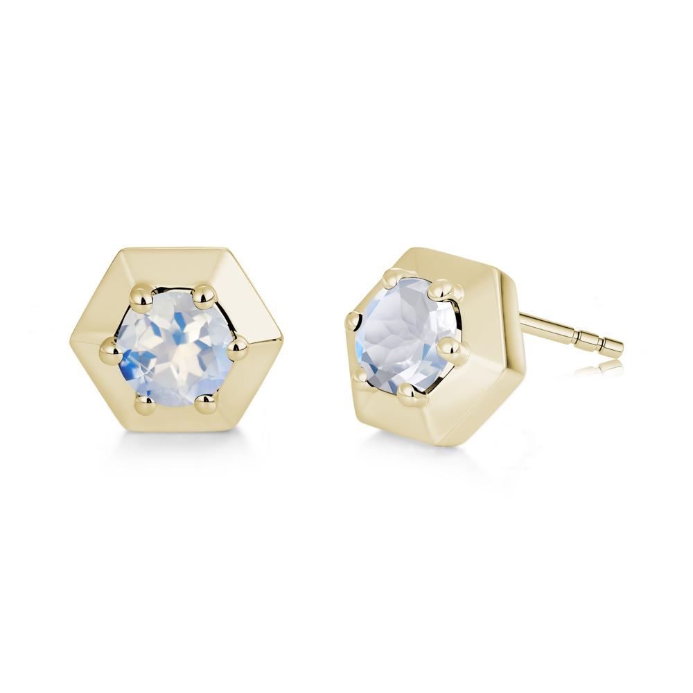 Minimalist Solitaire Round Alexandrite Stud Earrings - LUO Jewelry #gemstone_Moonstone