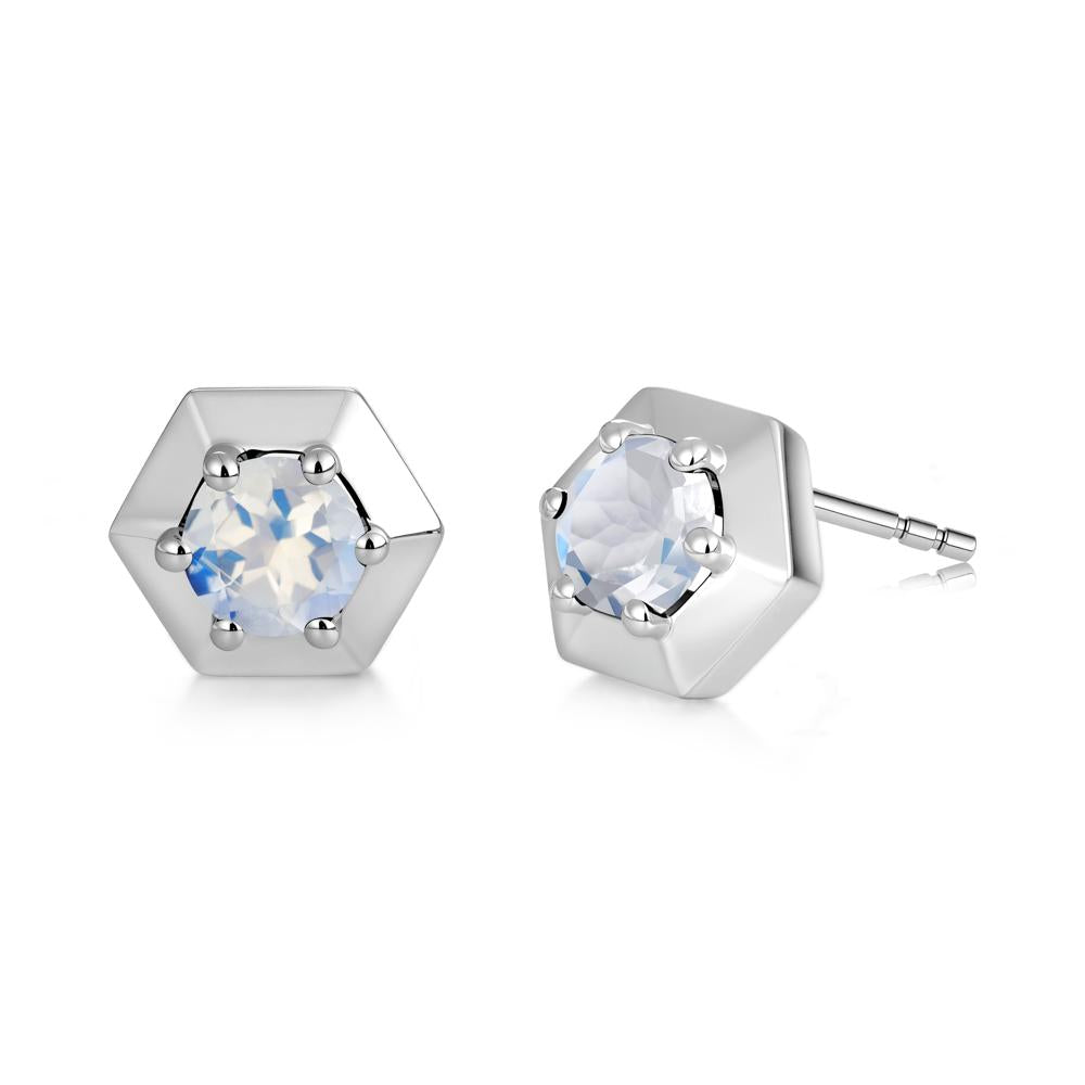 Minimalist Solitaire Round Alexandrite Stud Earrings - LUO Jewelry #gemstone_Moonstone
