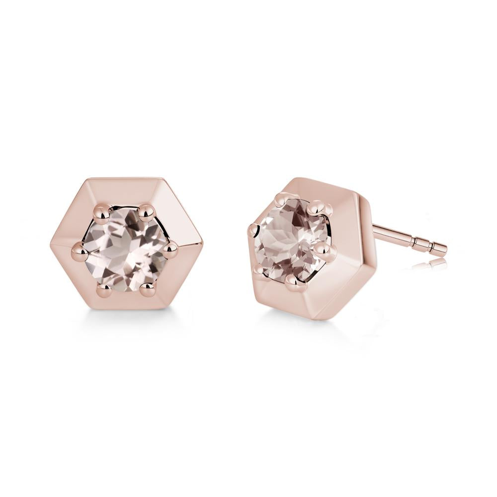 Minimalist Solitaire Round Alexandrite Stud Earrings - LUO Jewelry #gemstone_Morganite