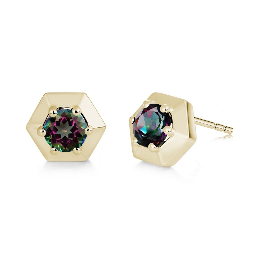 Minimalist Solitaire Round Alexandrite Stud Earrings - LUO Jewelry #gemstone_Mystic Topaz