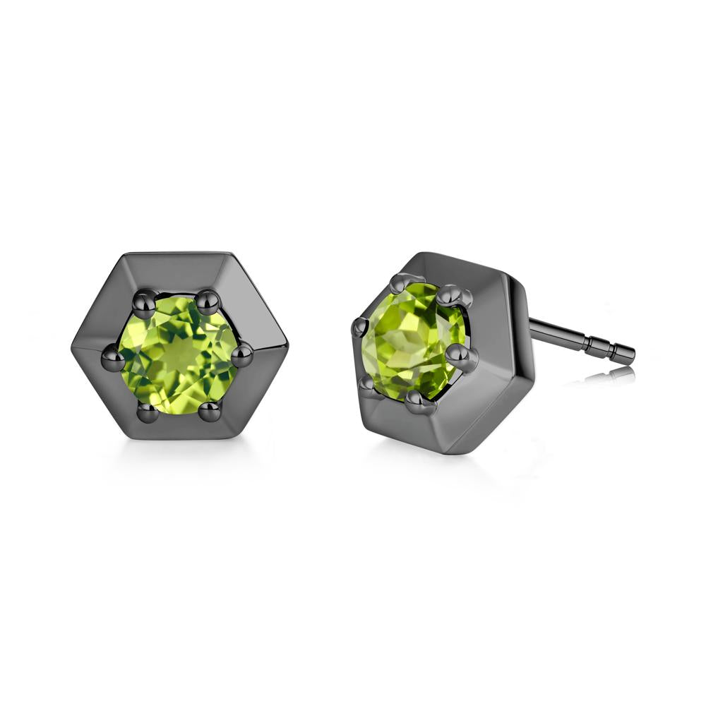 Minimalist Solitaire Round Alexandrite Stud Earrings - LUO Jewelry #gemstone_Peridot
