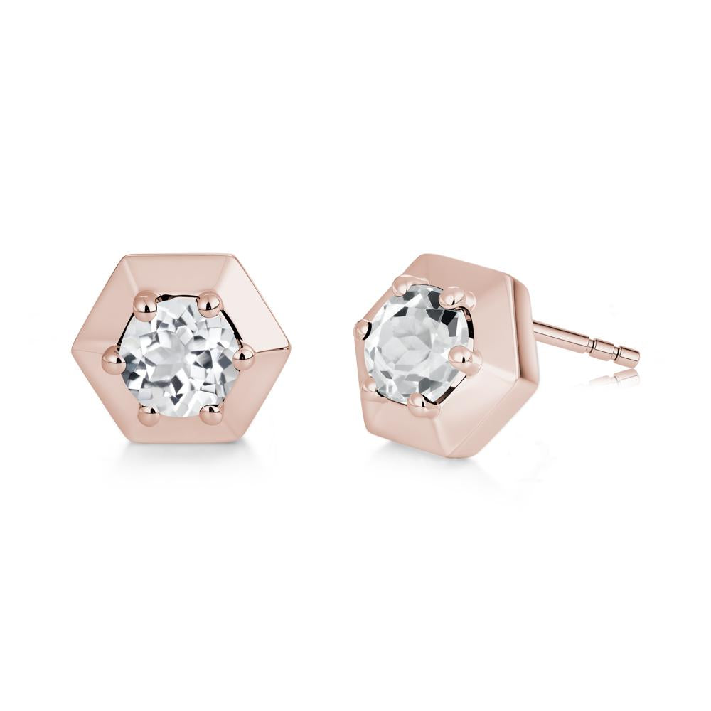 Minimalist Solitaire Round Alexandrite Stud Earrings - LUO Jewelry #gemstone_White Topaz
