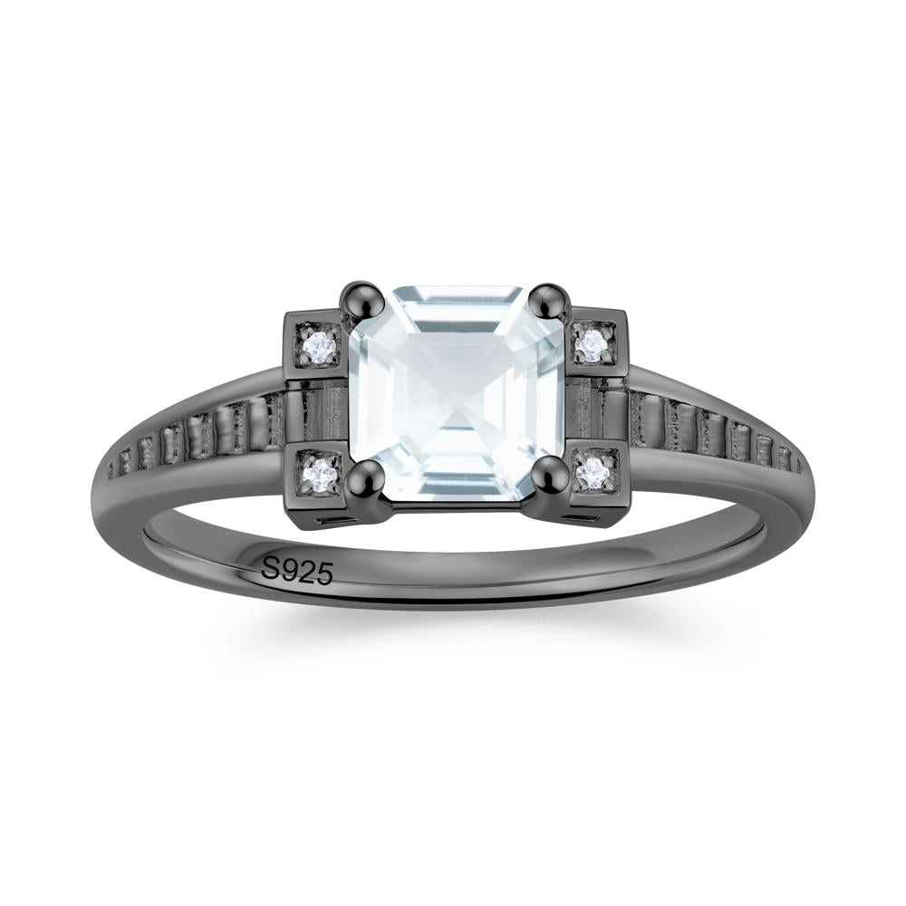 Asscher Cut Amethyst Tapered Ring - LUO Jewelry #gemstone_Aquamarine