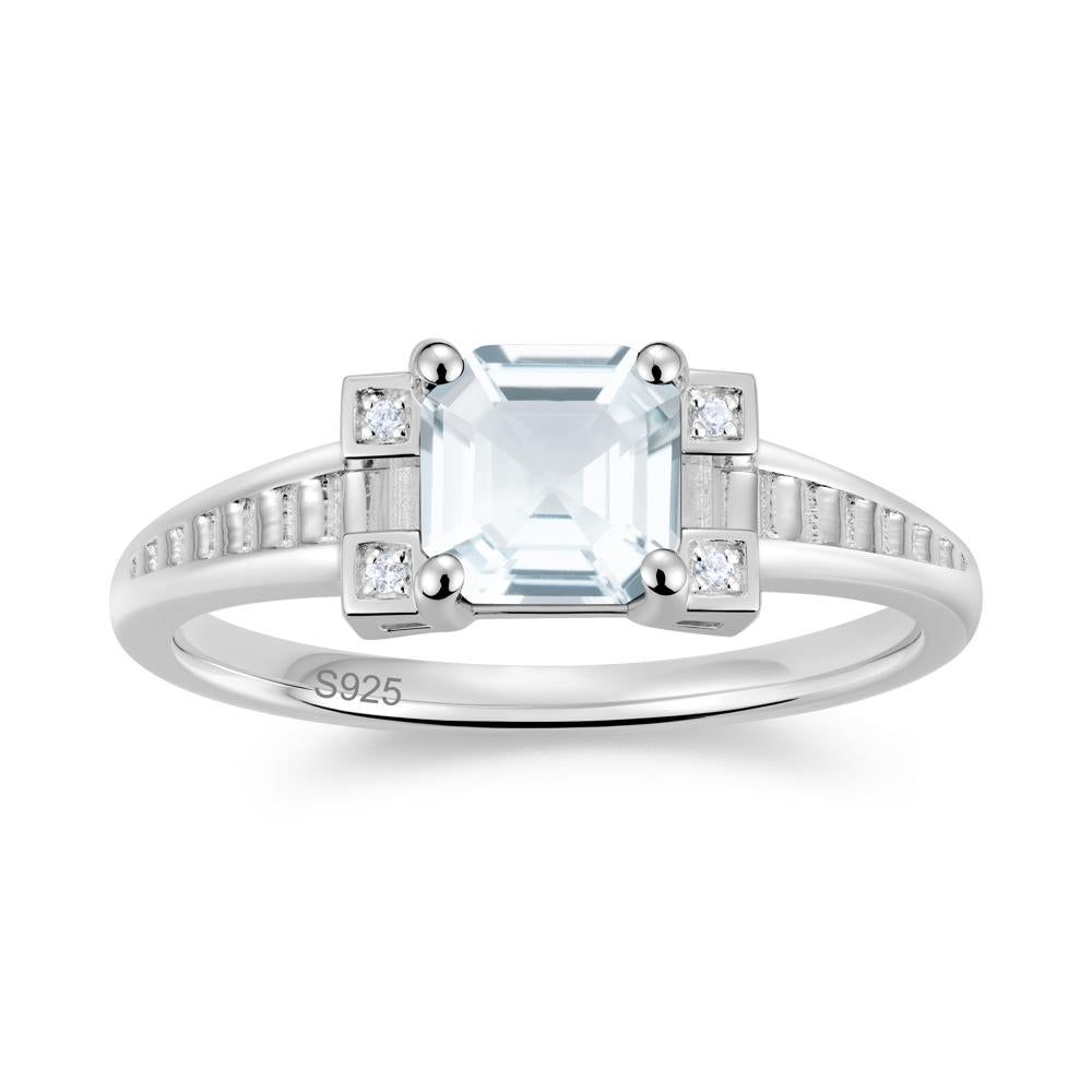 Asscher Cut Amethyst Tapered Ring - LUO Jewelry #gemstone_Aquamarine