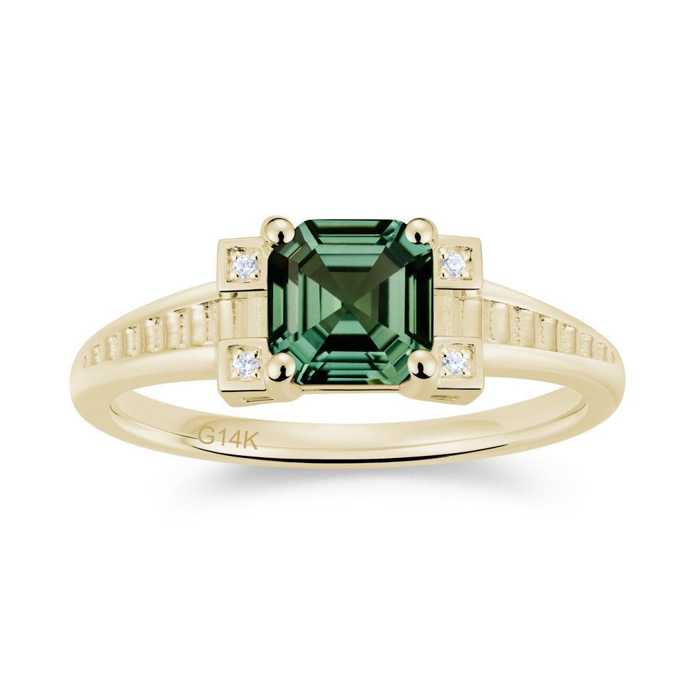 Asscher Cut Amethyst Tapered Ring - LUO Jewelry #gemstone_Green Sapphire