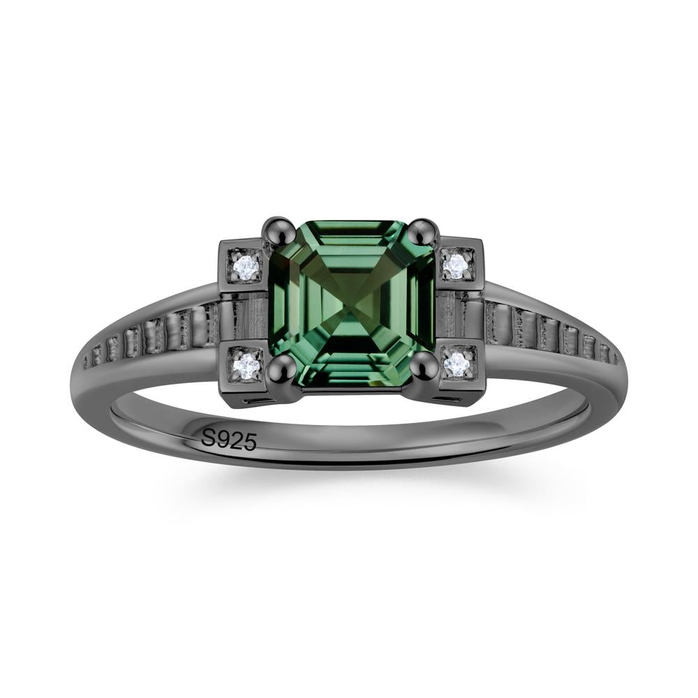 Asscher Cut Amethyst Tapered Ring - LUO Jewelry #gemstone_Green Sapphire