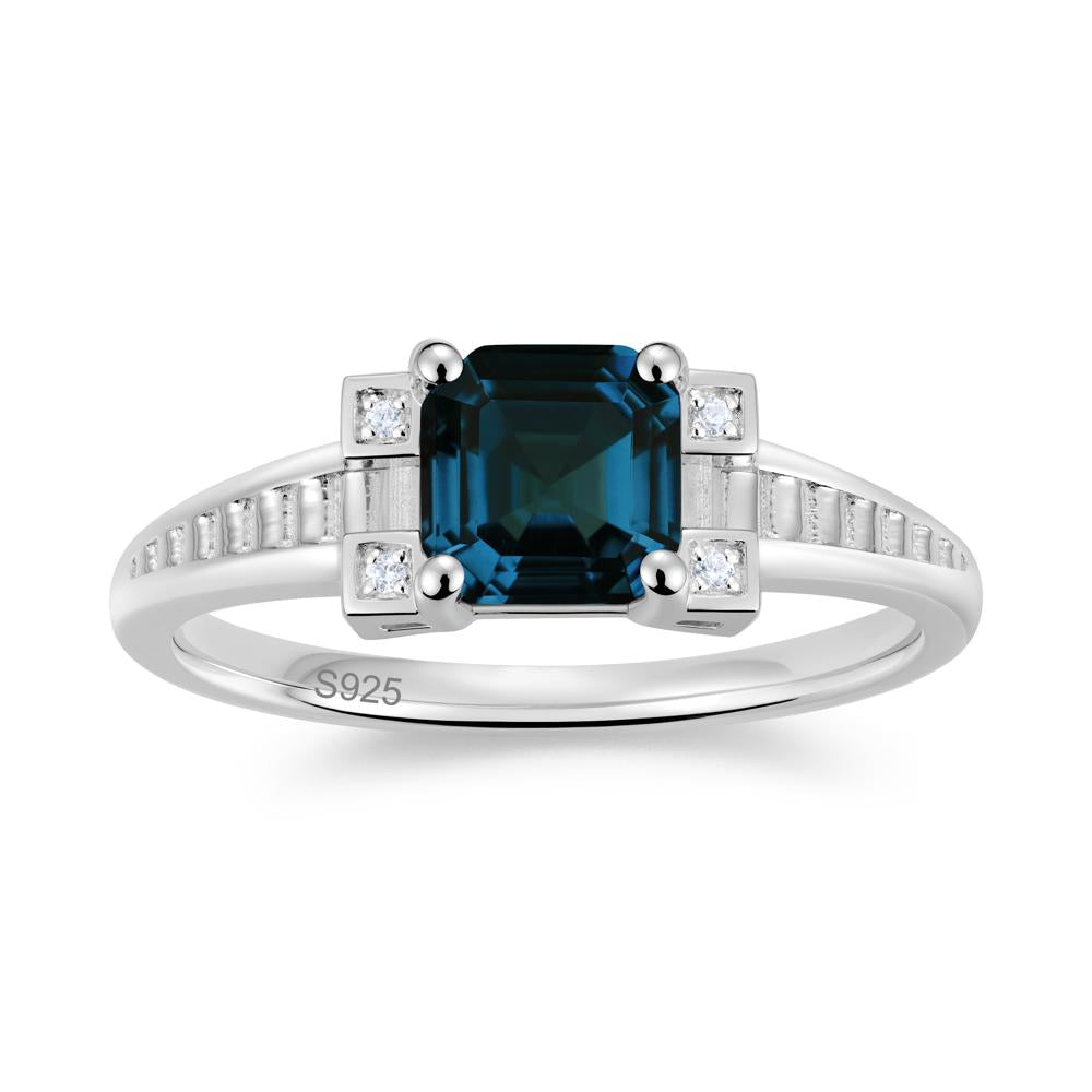 Asscher Cut Amethyst Tapered Ring - LUO Jewelry #gemstone_London Blue Topaz