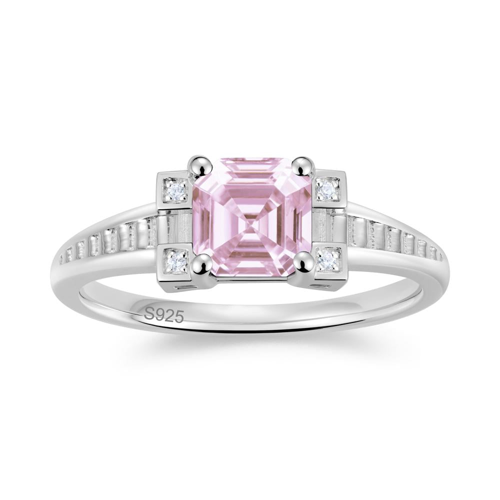 Asscher Cut Amethyst Tapered Ring - LUO Jewelry #gemstone_Pink Cubic Zirconia