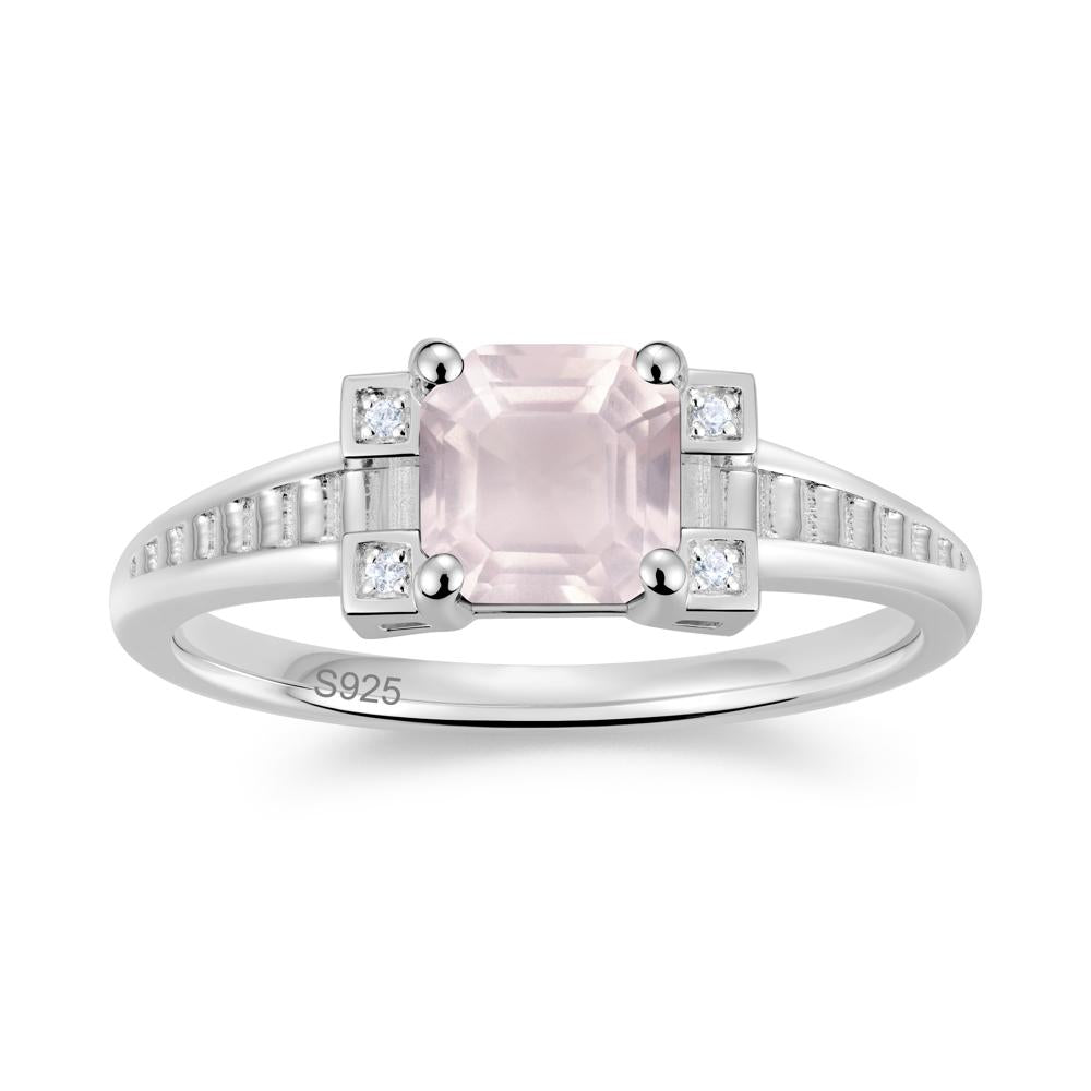 Asscher Cut Amethyst Tapered Ring - LUO Jewelry #gemstone_Rose Quartz