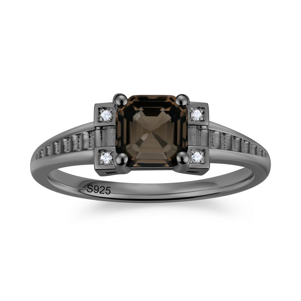 Asscher Cut Amethyst Tapered Ring - LUO Jewelry #gemstone_Smoky Quartz