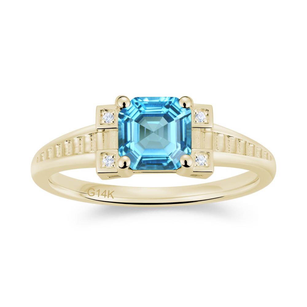Asscher Cut Amethyst Tapered Ring - LUO Jewelry #gemstone_Swiss Blue Topaz