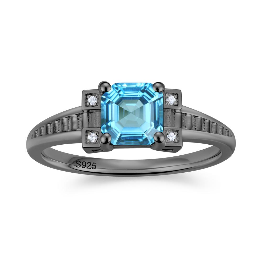 Asscher Cut Amethyst Tapered Ring - LUO Jewelry #gemstone_Swiss Blue Topaz