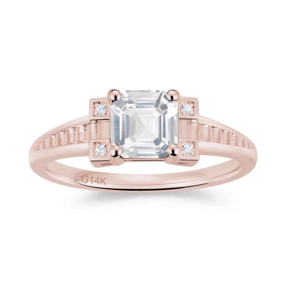 Asscher Cut Amethyst Tapered Ring - LUO Jewelry #gemstone_White Topaz