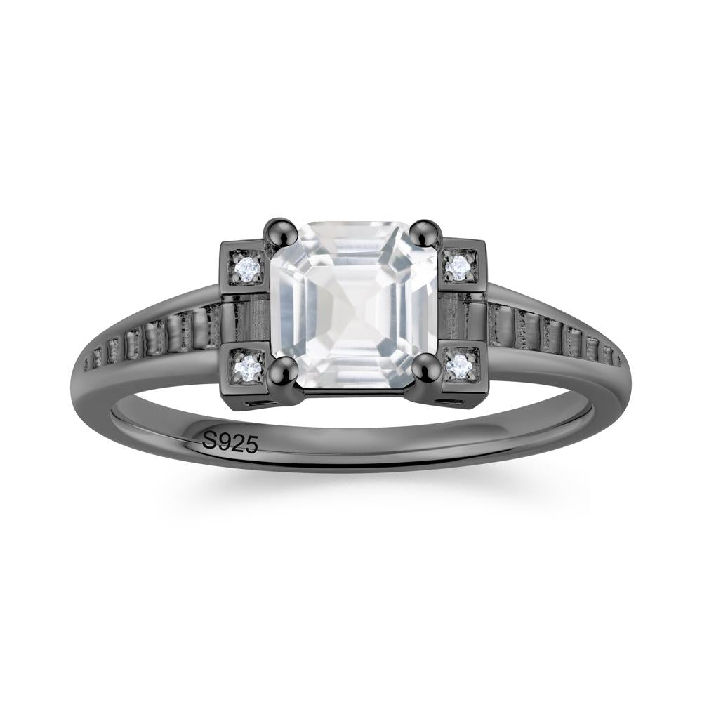 Asscher Cut Amethyst Tapered Ring - LUO Jewelry #gemstone_White Topaz
