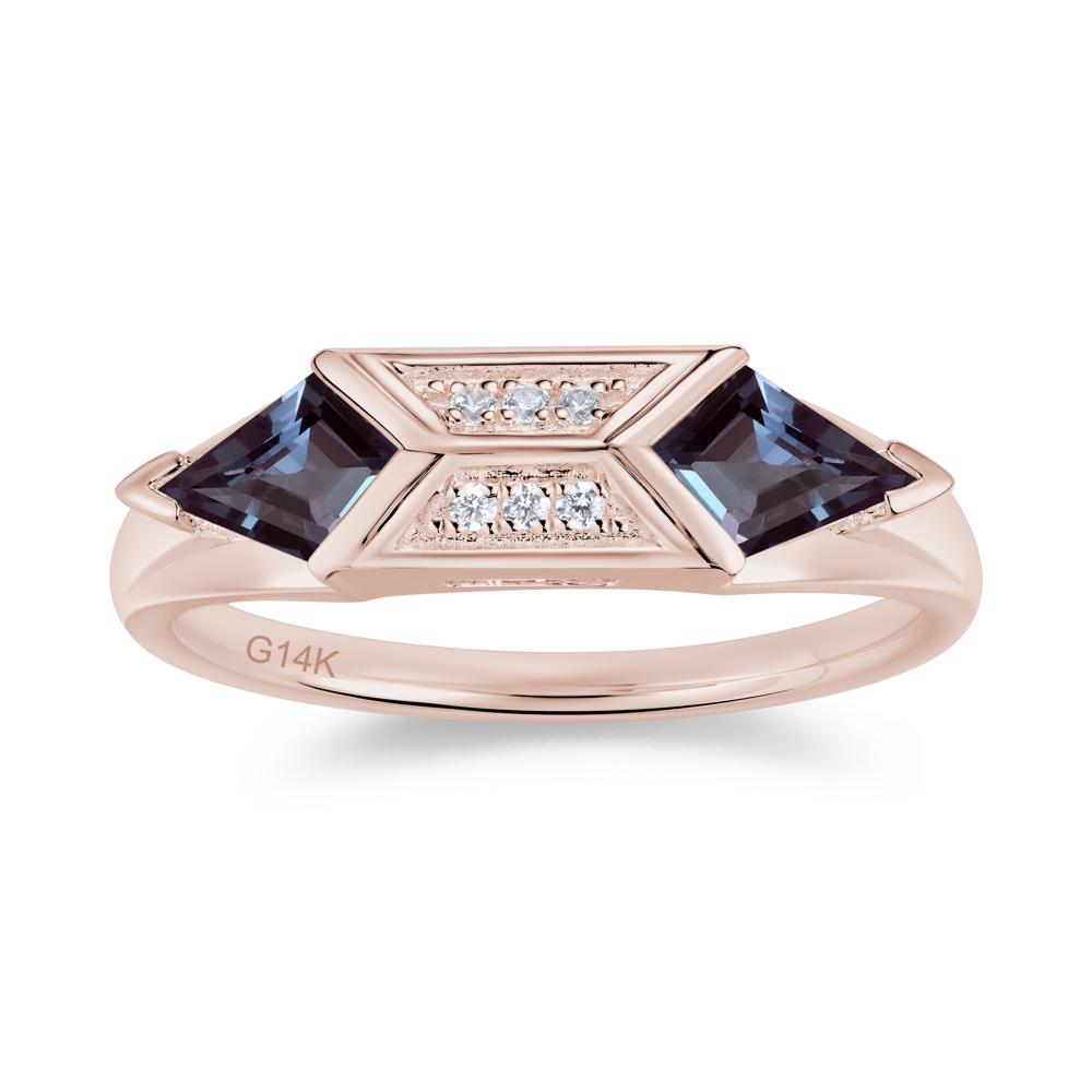 East West Kit Cut Alexandrite Promise Ring for Him and Her - LUO Jewelry #gemstone_Alexandrite