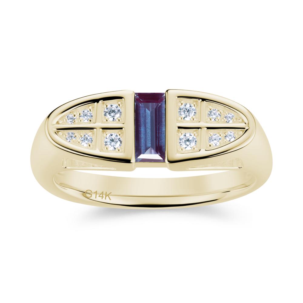 Signet Cross Baguette Aquamarine Ring - LUO Jewelry #gemstone_Alexandrite