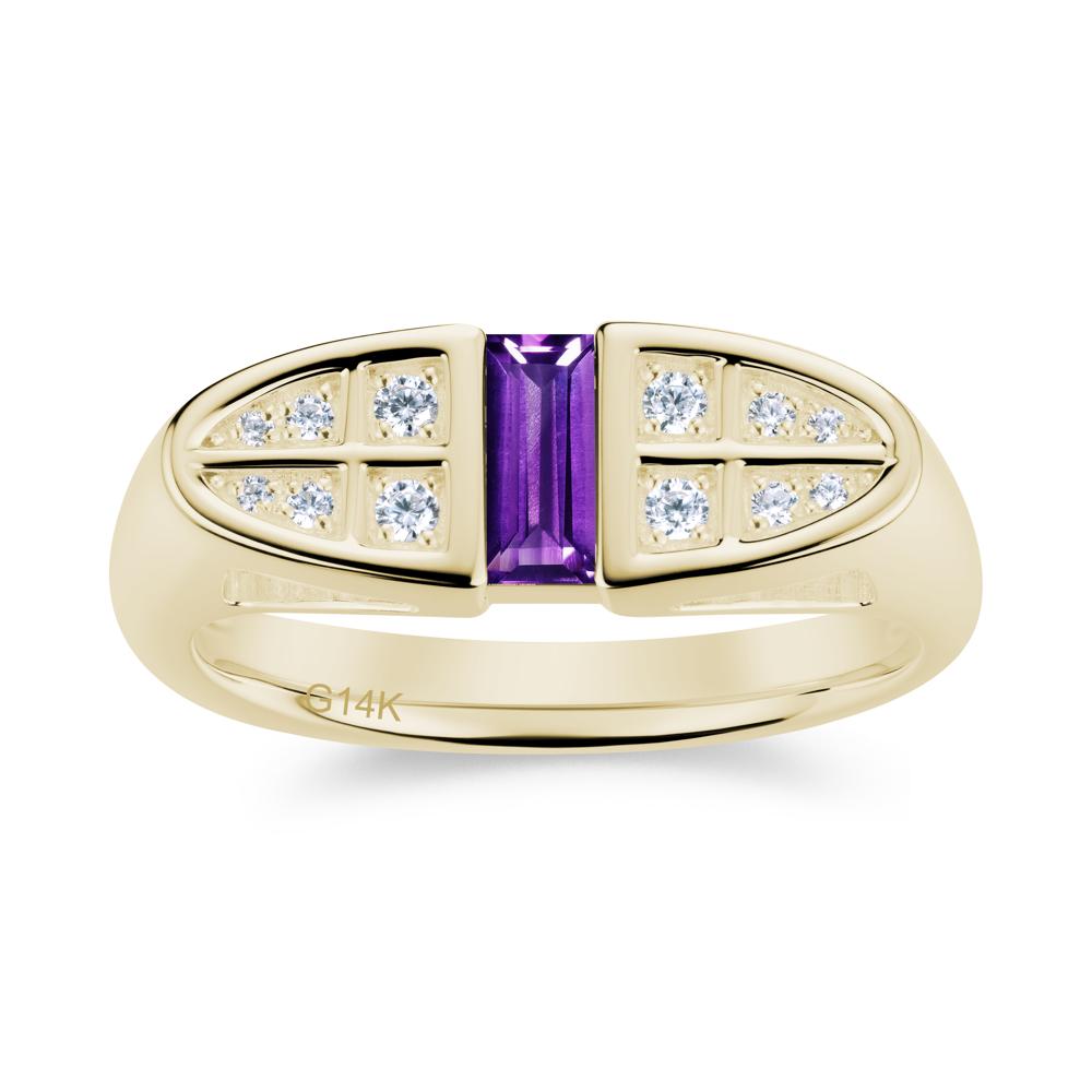 Signet Cross Baguette Aquamarine Ring - LUO Jewelry #gemstone_Amethyst