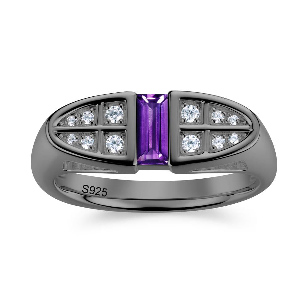 Signet Cross Baguette Aquamarine Ring - LUO Jewelry #gemstone_Amethyst