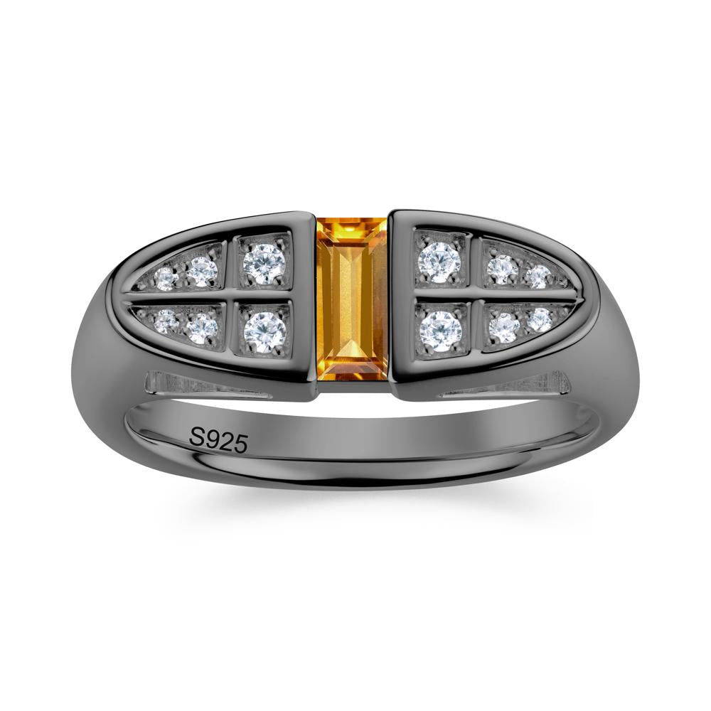 Signet Cross Baguette Aquamarine Ring - LUO Jewelry #gemstone_Citrine