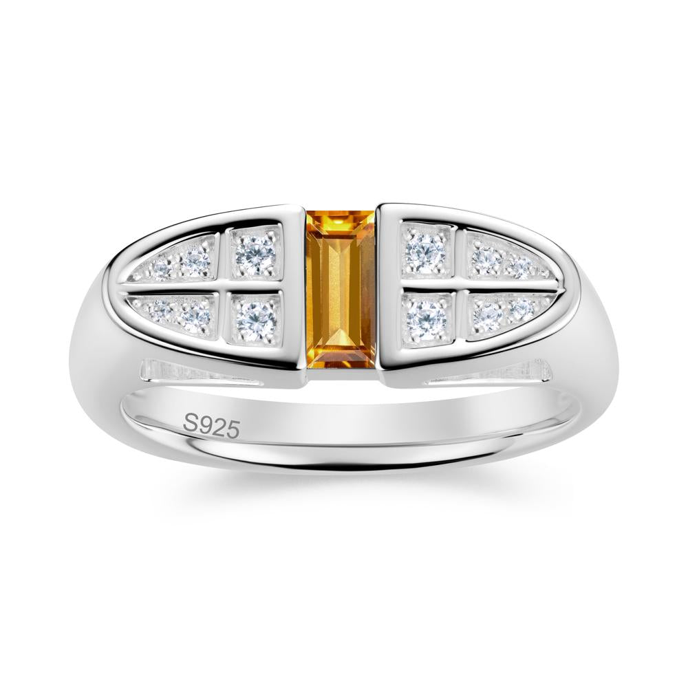 Signet Cross Baguette Aquamarine Ring - LUO Jewelry #gemstone_Citrine