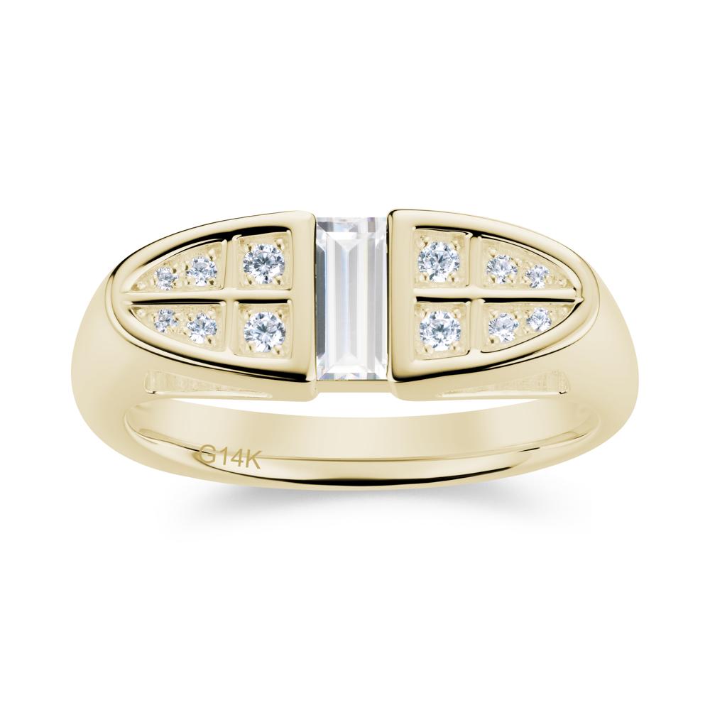 Signet Cross Baguette Aquamarine Ring - LUO Jewelry #gemstone_Cubic Zirconia