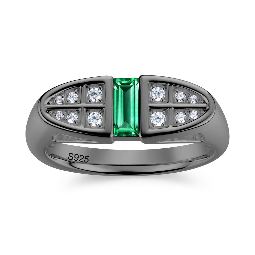 Signet Cross Baguette Aquamarine Ring - LUO Jewelry #gemstone_Emerald